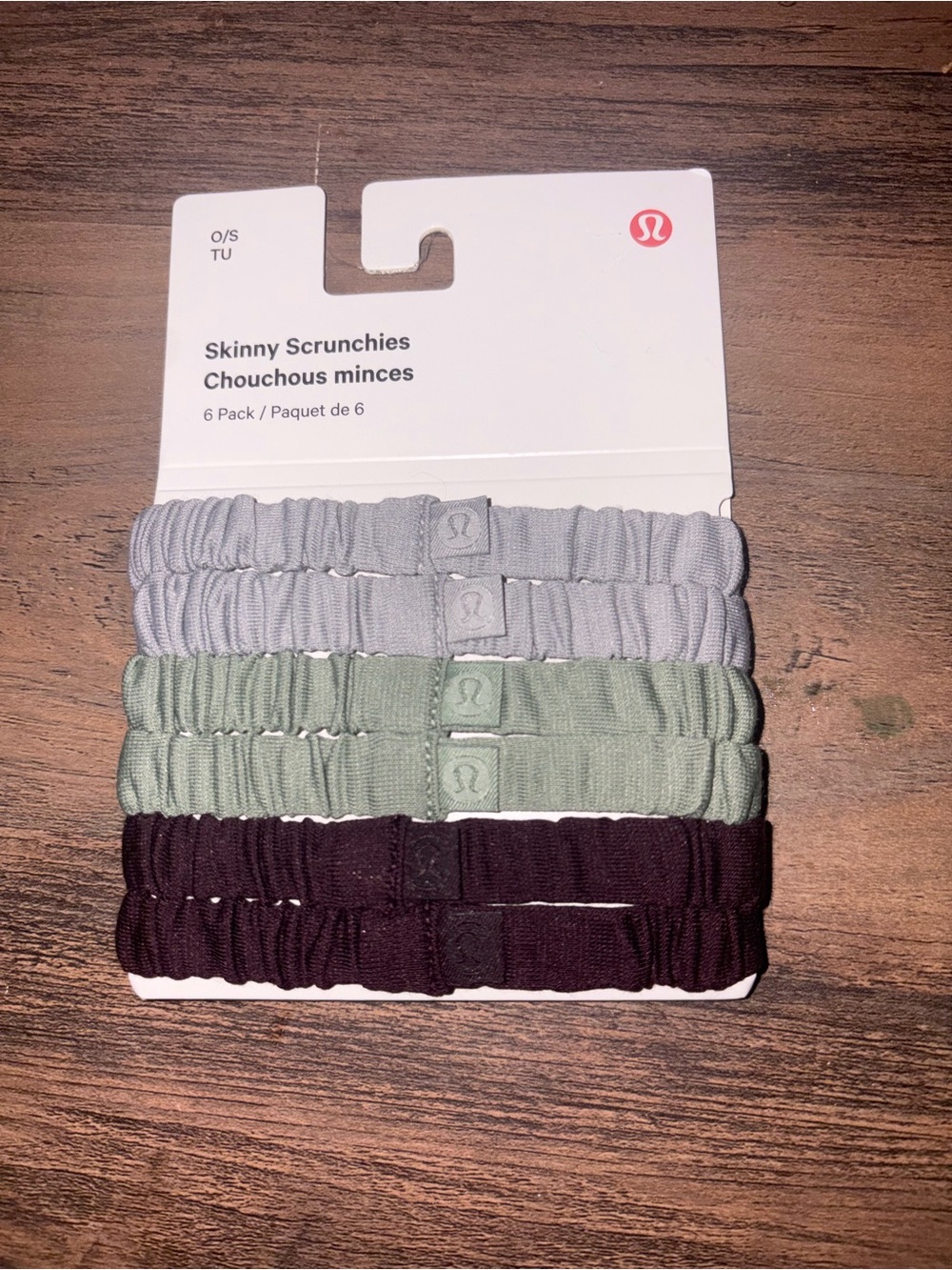 Lululemon Skinny Scrunchies 6-Pack - Light Gray, Sage, Dark Plum